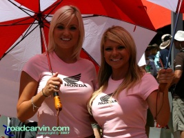 2007 Red Bull U.S. Grand Prix - Honda Umbrella Girls: Honda had their own Umbrella Girls.